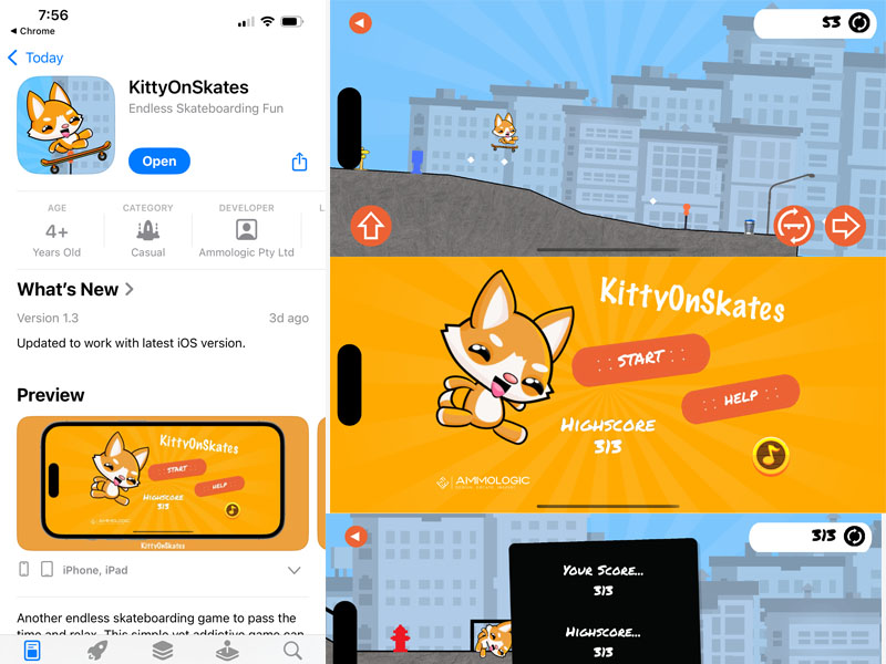 KittyOnSkates iOS Game (Decommissioned)